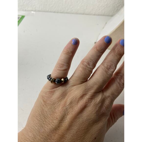 Hematite Bead Ring - Size 6 - Handmade Upcycled Beads - Picture 1 of 4